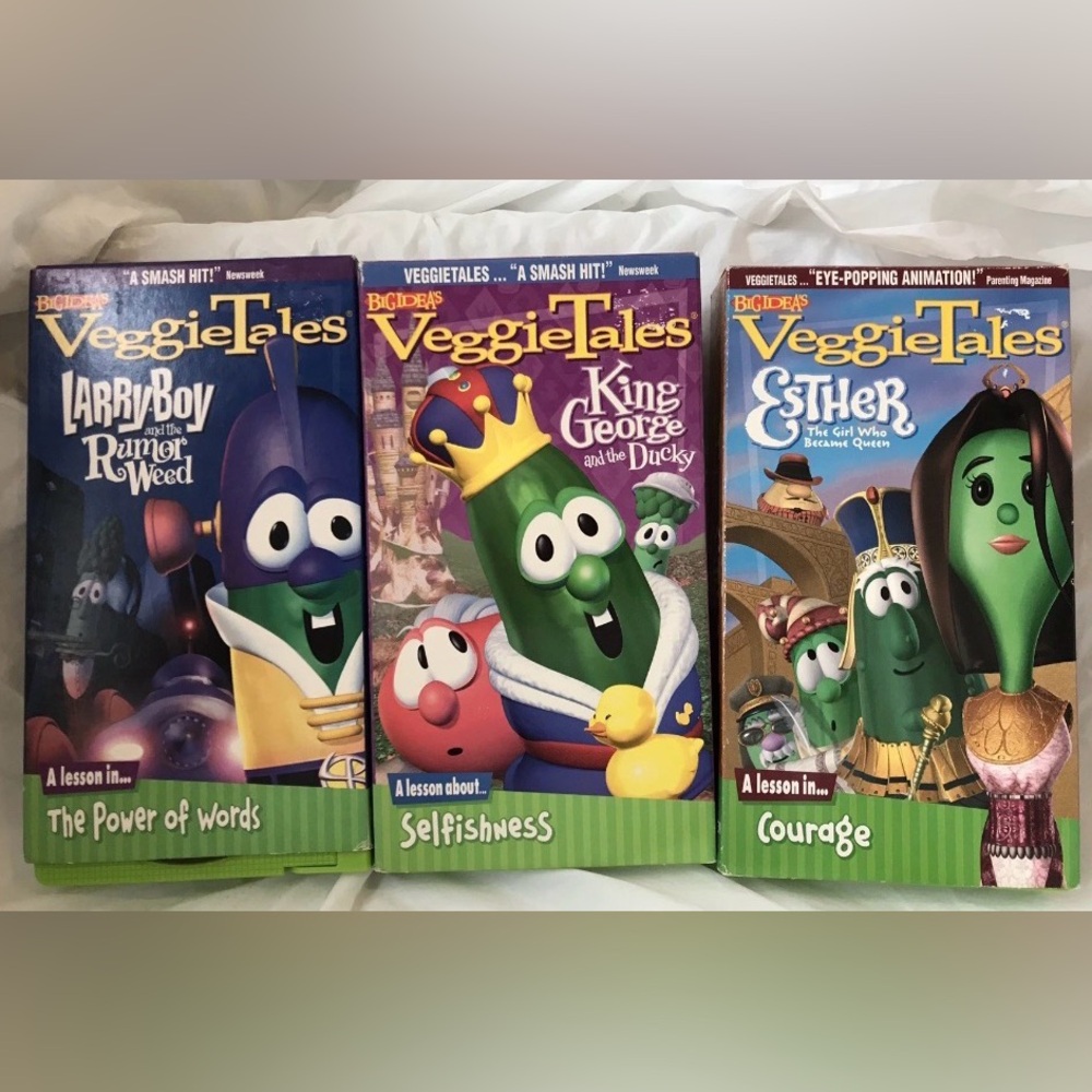 Vintage Veggie Tales  
Courage, Selfishness, Power of Words 
Lot of 3 VHS Tapes